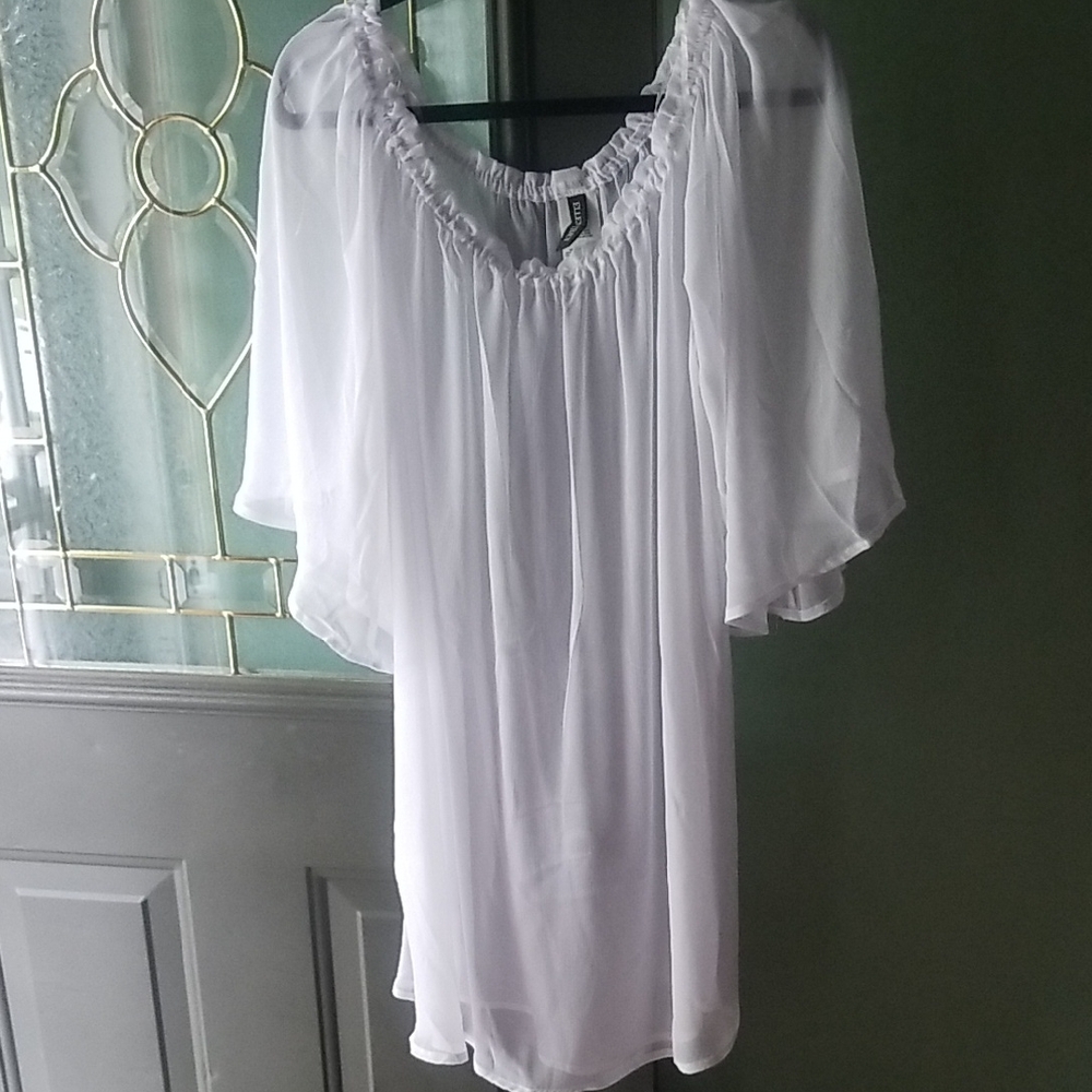 Ellen Tracy Sheer White Swim Coverup